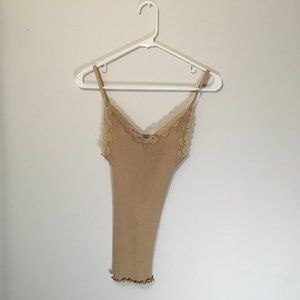 Acrobat 100% Silk ribbed and lace stretch tank